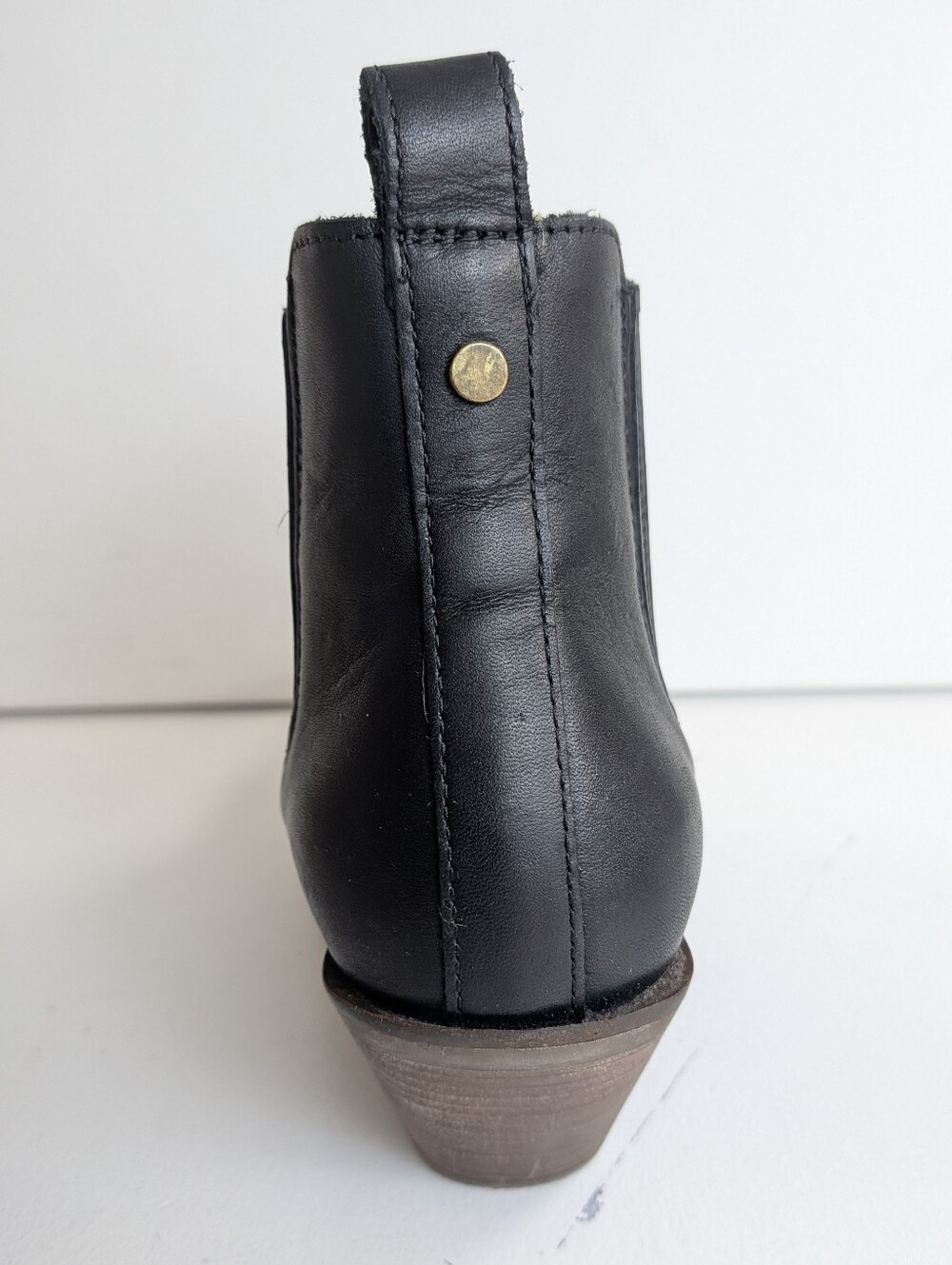 Patina Womens Black Leather Chelsea Ankle Boots Pointed Toe Block Heel Sz 8 euc - Picture 4 of 8
